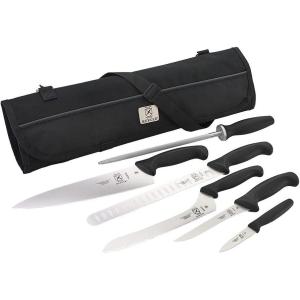 Mercer Culinary Millennia 8-Piece Knife Roll Set, Black Handles(Knife Roll Set  Black)