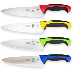 Mercer Culinary Millennia Colors Stainless Steel Bread Knife 10-Inch Wavy Edge Wide, Gray(Chef’s Knife 4-Piece Set Color-Coded 8″)