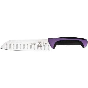 Mercer Culinary Millennia Colors Stainless Steel Bread Knife 10-Inch Wavy Edge Wide, Gray(Santoku Knife (Granton Edge) Purple 7″)