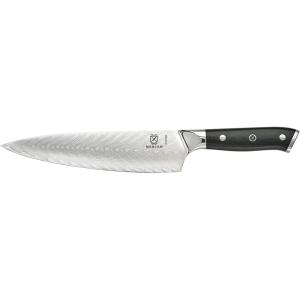 Mercer Culinary Premium Grade Super Steel, 8-Inch Chef’s Knife, G10 Handle(Chef’s Knife Leaf Pattern Blade 8 Inch)