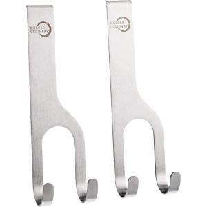 Mercer Culinary Single Hooks For Magnet Bar, Silver, 2 Pack(Double Hooks)