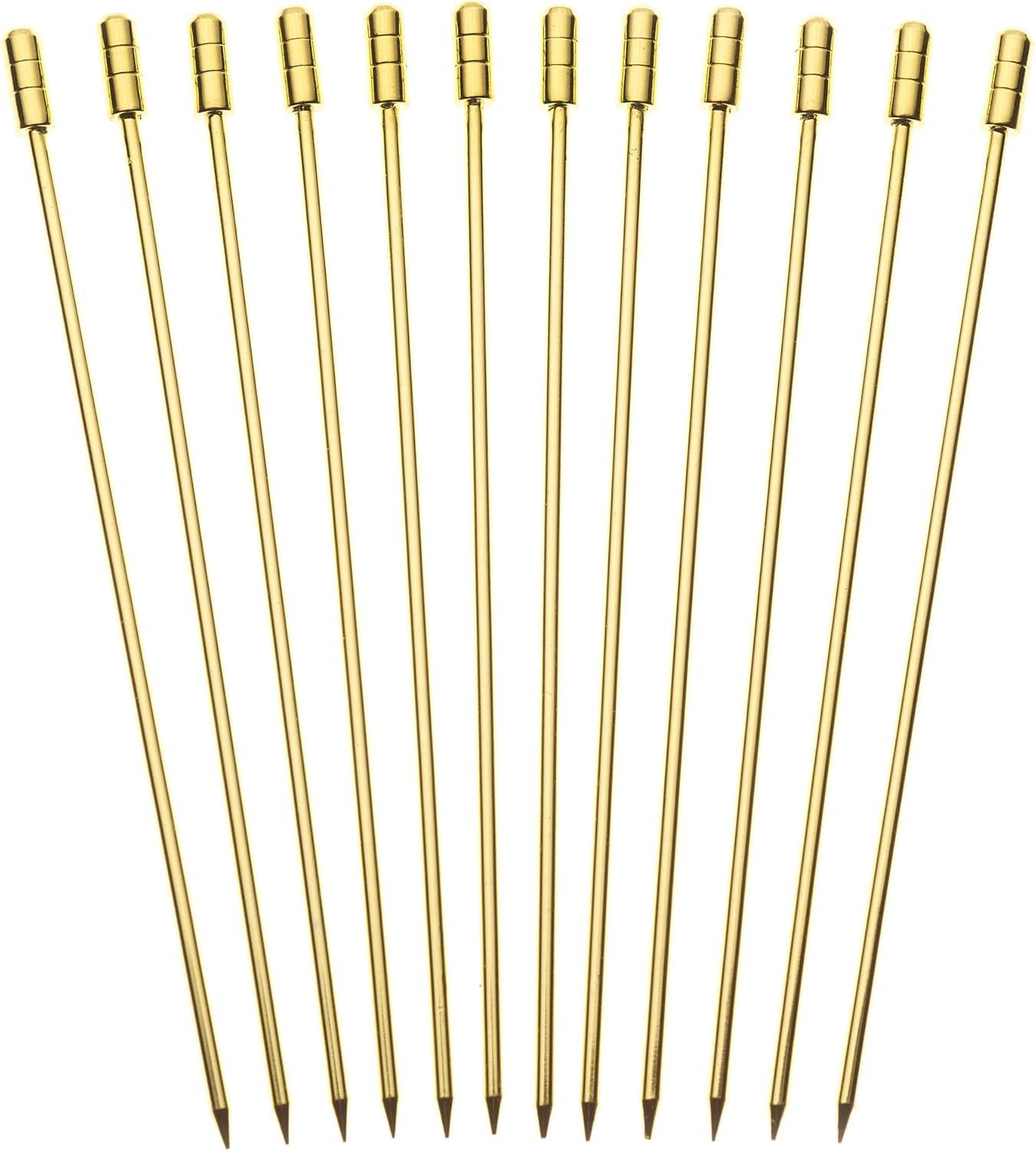 image:imageBarfly M37031CP Cocktail Pick Circle Top 425 inch Copper pack of 12Gold Grooved Top