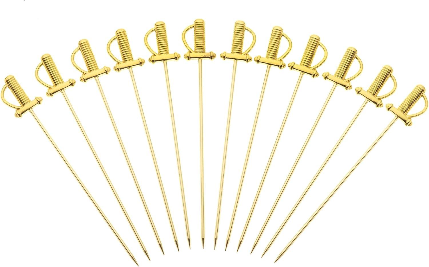image:imageBarfly M37031CP Cocktail Pick Circle Top 425 inch Copper pack of 12Gold Sword Top