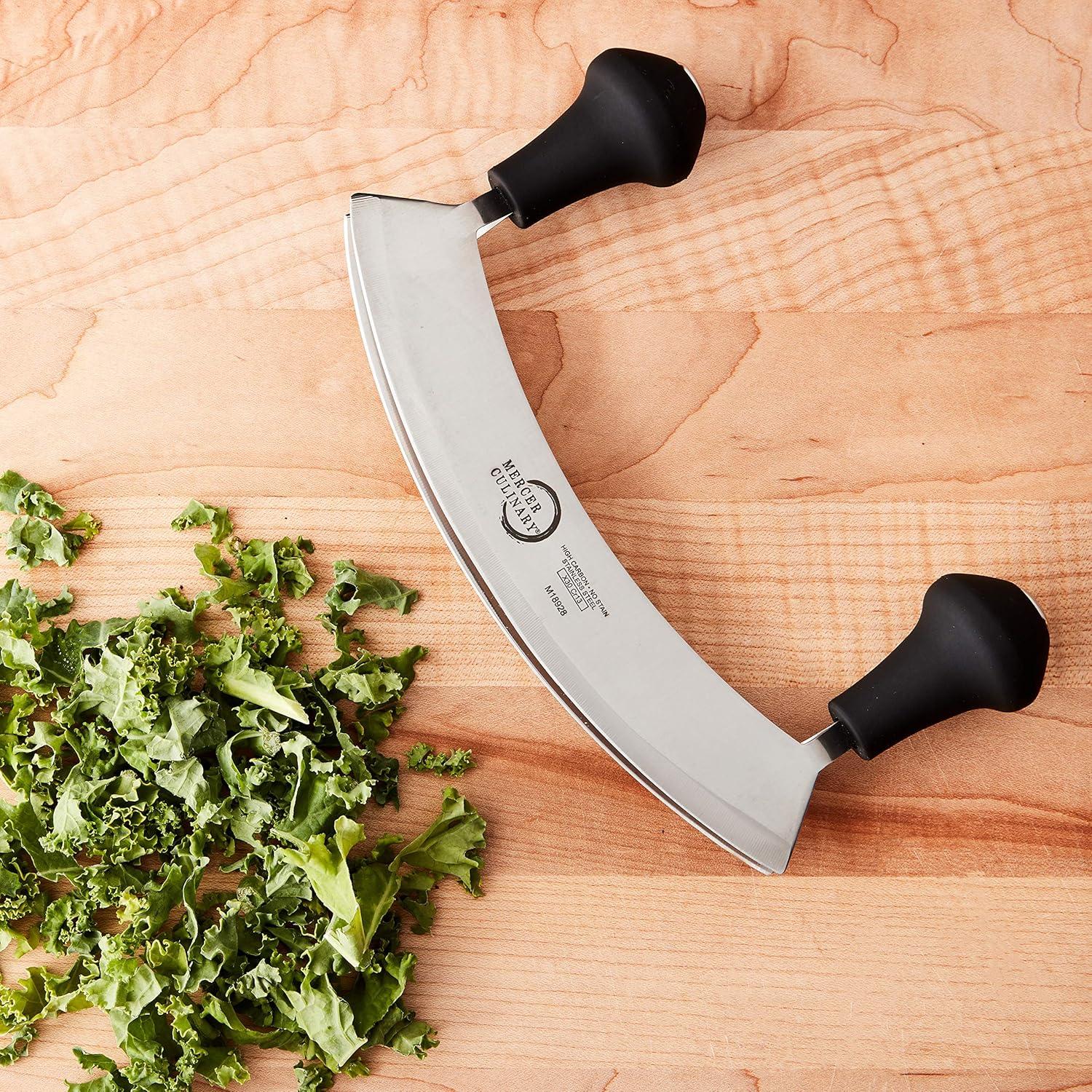 image:imageMercer Culinary Double Blade Rocking Mezzaluna Knife with 2 Knob Handles 8 Inch Stainless SteelStainless