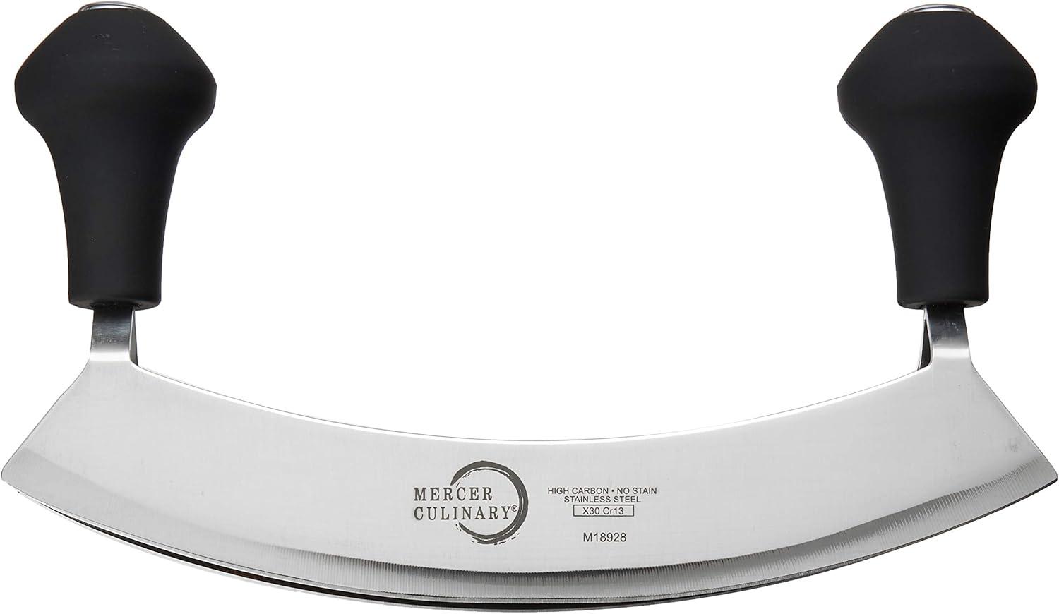 image:imageMercer Culinary Double Blade Rocking Mezzaluna Knife with 2 Knob Handles 8 Inch Stainless SteelStainless