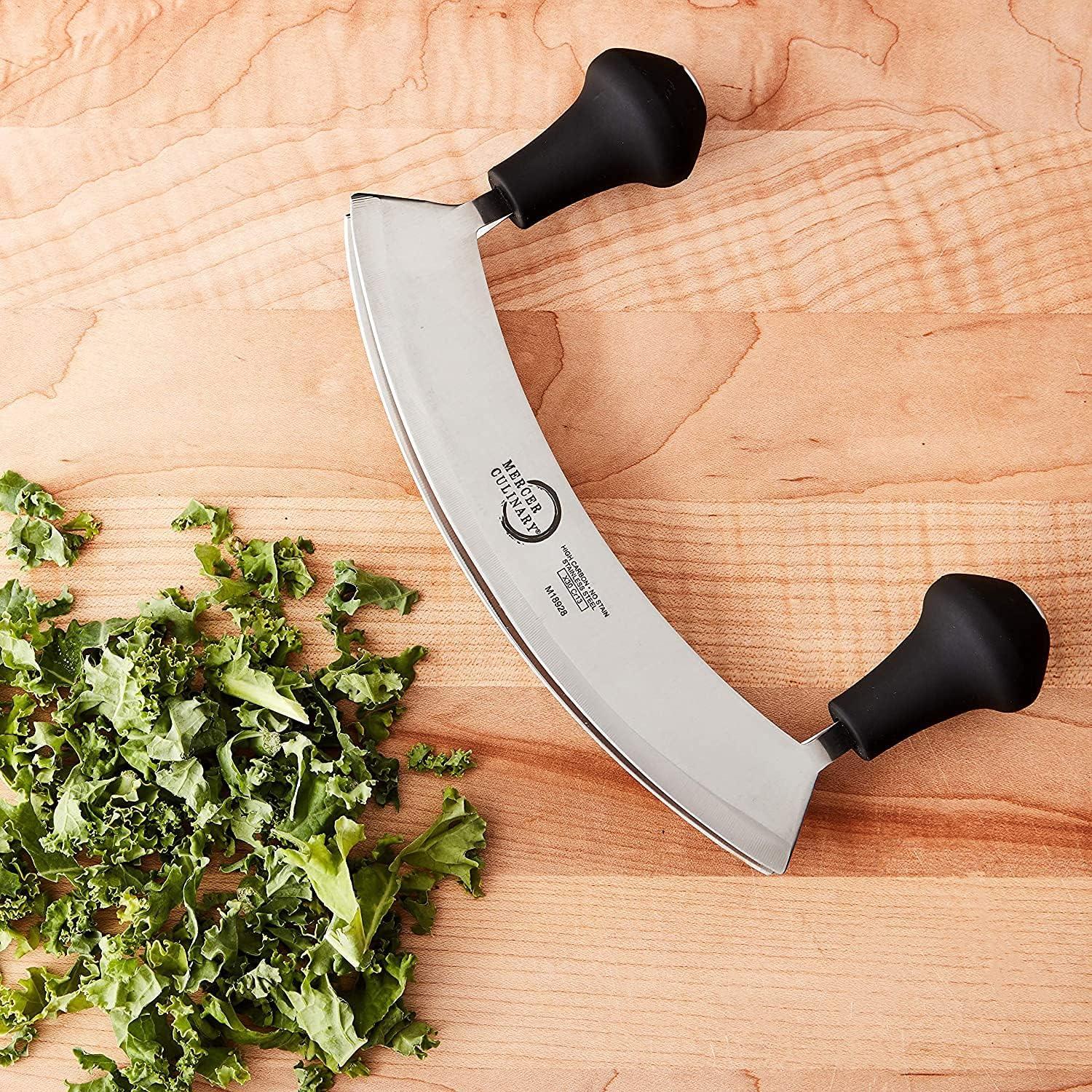 image:imageMercer Culinary Double Blade Rocking Mezzaluna Knife with 2 Knob Handles 8 Inch Stainless SteelStainless