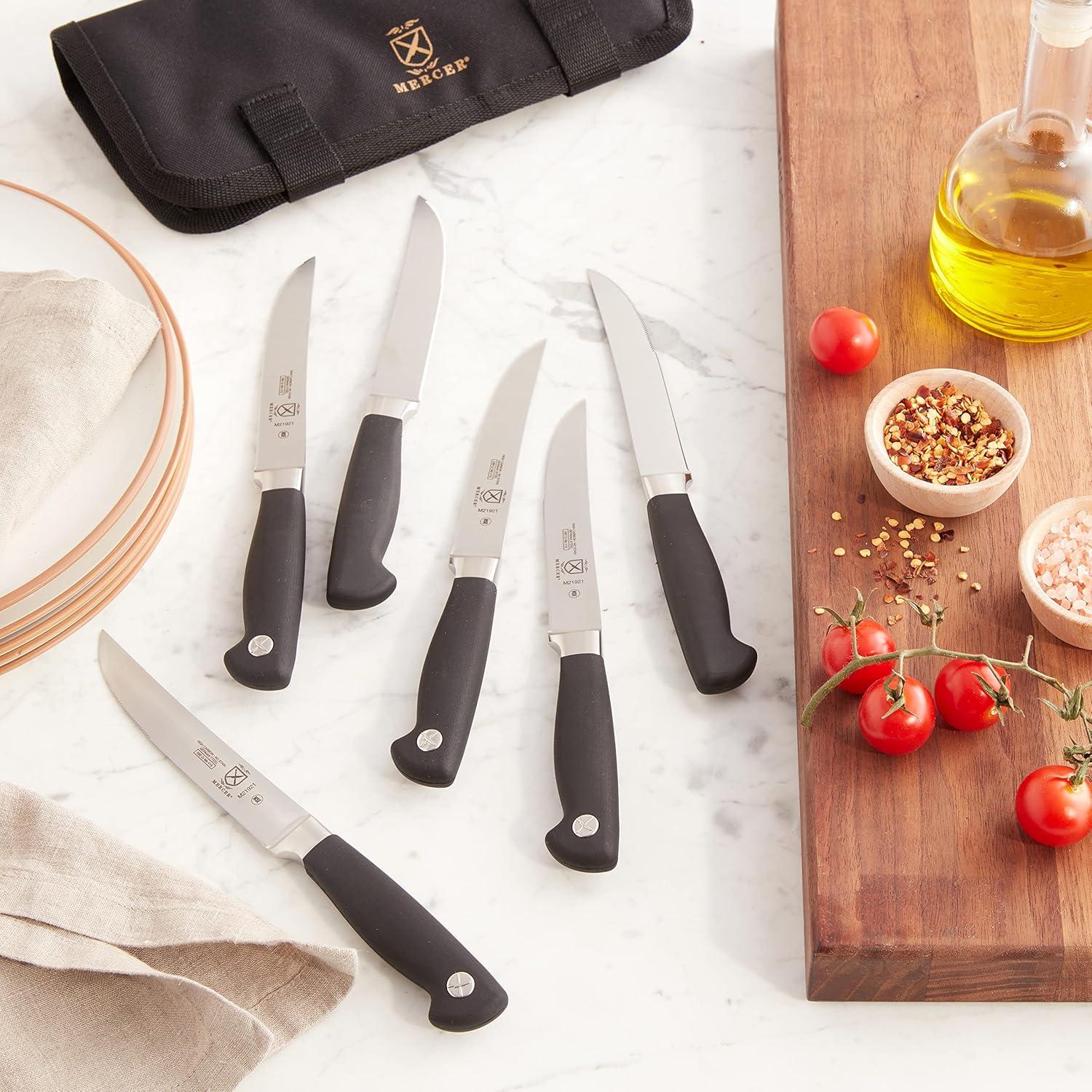 image:imageMercer Culinary Genesis 7Piece Forged Steak Knife Set SteelBlackForged Steak Knife Set 7Piece