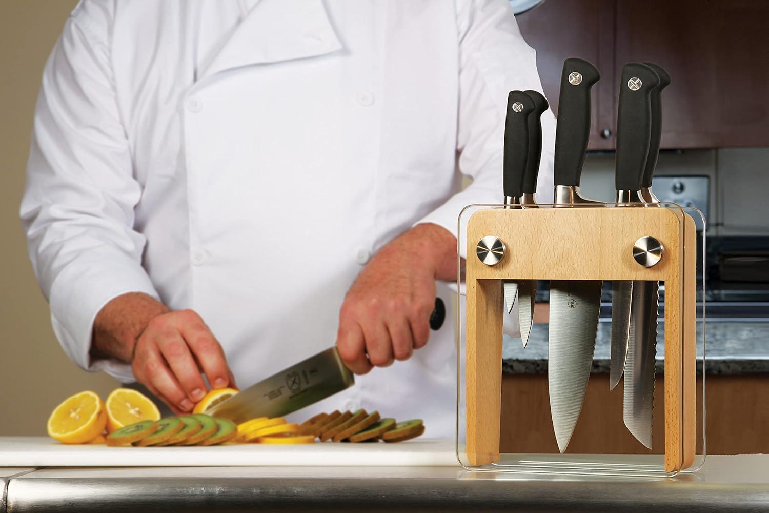 image:imageMercer Culinary M20000 Genesis 6Piece Forged Knife Block Set Tempered Glass BlockBlack6Piece Wood Glass