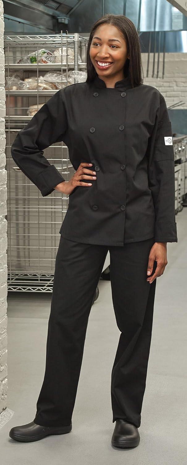 image:imageMercer Culinary M60020RD1X Millennia Womens Cook Jacket with Traditional Button XLarge RedBlack