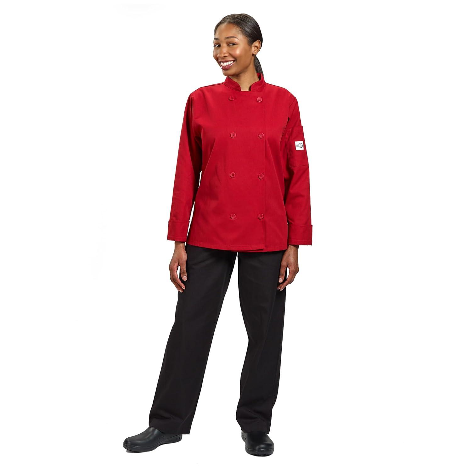 image:imageMercer Culinary M60020RD1X Millennia Womens Cook Jacket with Traditional Button XLarge RedRed