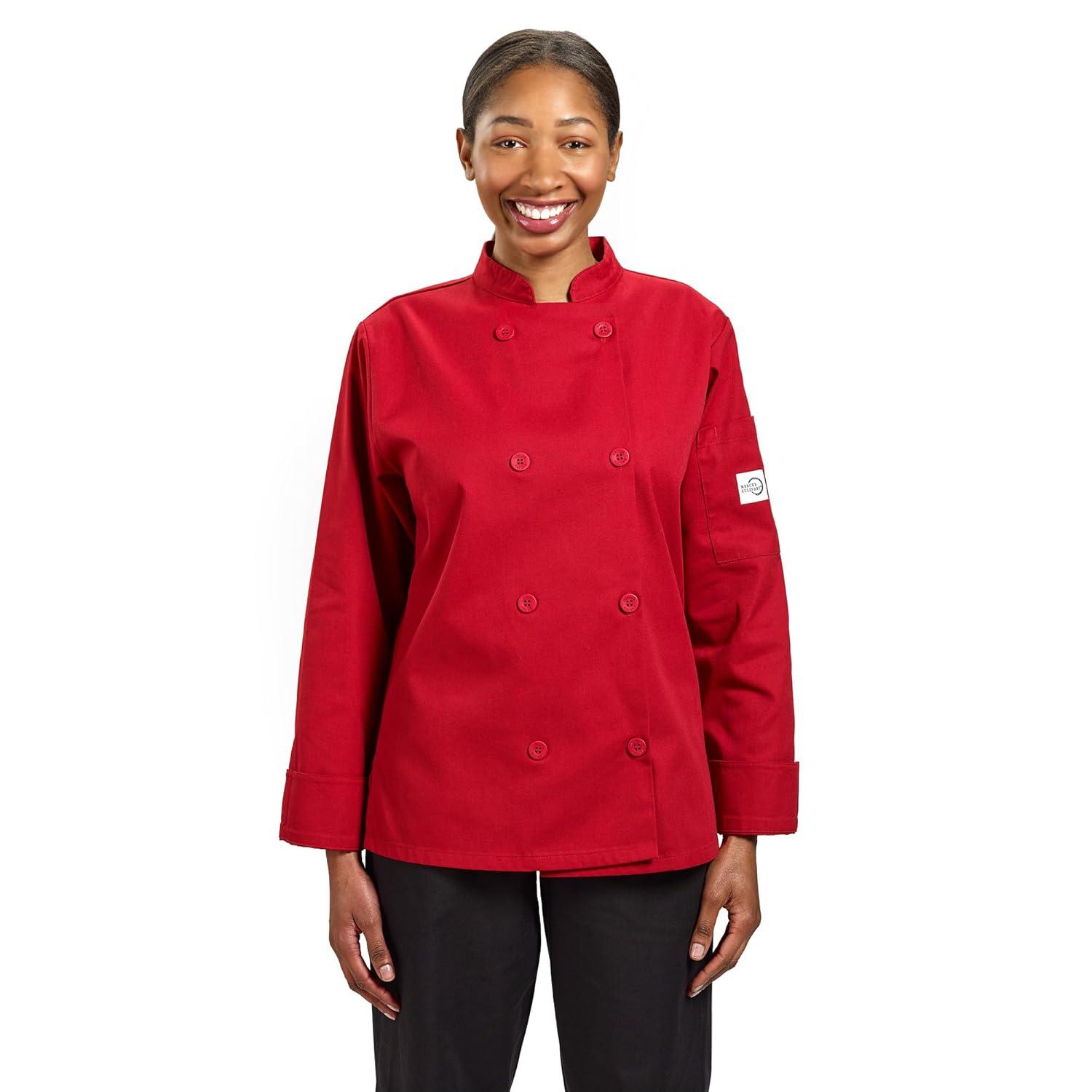 image:imageMercer Culinary M60020RD1X Millennia Womens Cook Jacket with Traditional Button XLarge RedRed