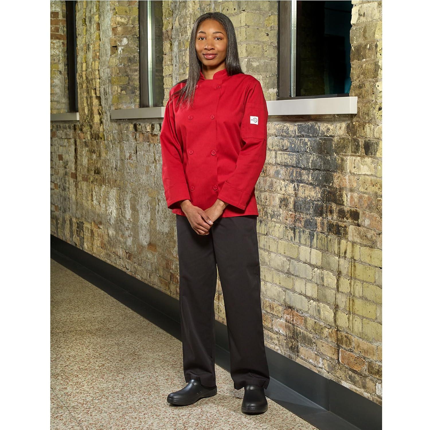 image:imageMercer Culinary M60020RD1X Millennia Womens Cook Jacket with Traditional Button XLarge RedRed