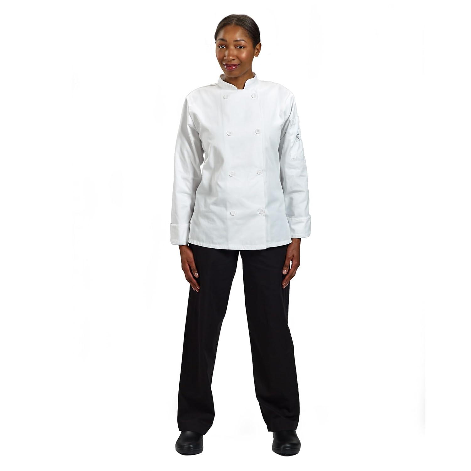image:imageMercer Culinary M60020RD1X Millennia Womens Cook Jacket with Traditional Button XLarge RedWhite