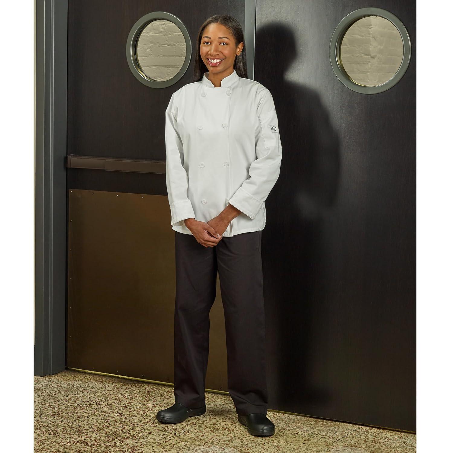 image:imageMercer Culinary M60020RD1X Millennia Womens Cook Jacket with Traditional Button XLarge RedWhite
