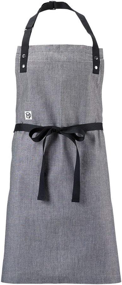 image:imageMercer Culinary Metro Edge Renegade Bib Server Apron Black Denim with Brown Leather StrapsLight Gray