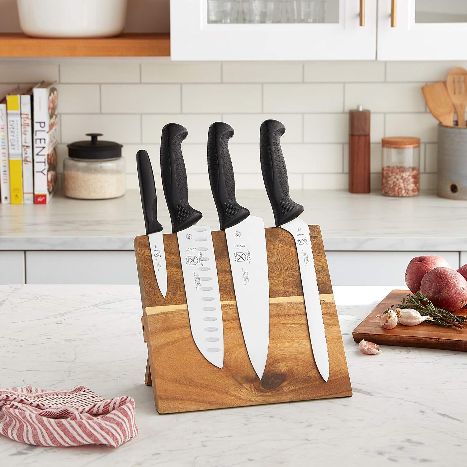 image:imageMercer Culinary Millennia 5Piece Magnetic Board Set Rubberwood White HandlesBlack Handles