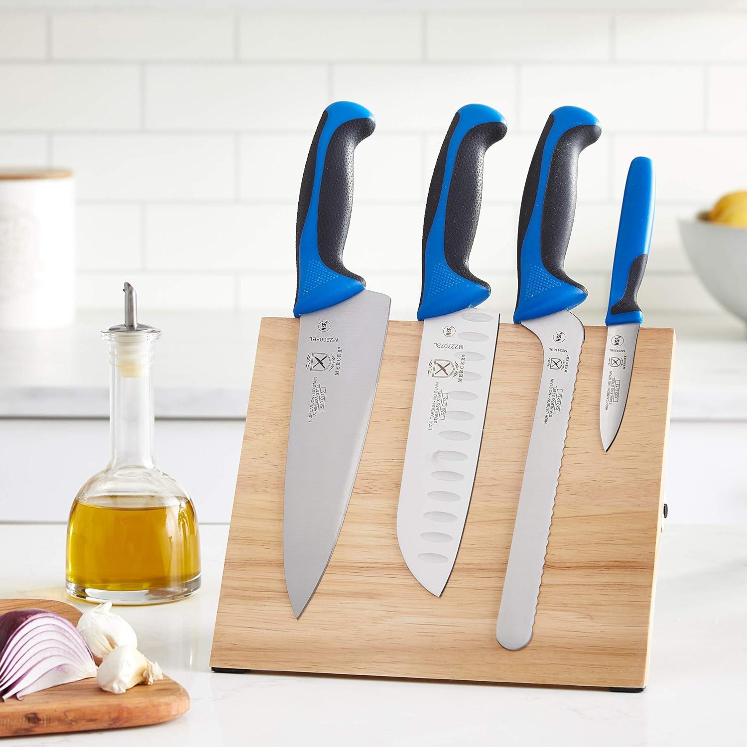 image:imageMercer Culinary Millennia 5Piece Magnetic Board Set Rubberwood White HandlesBlue Handles