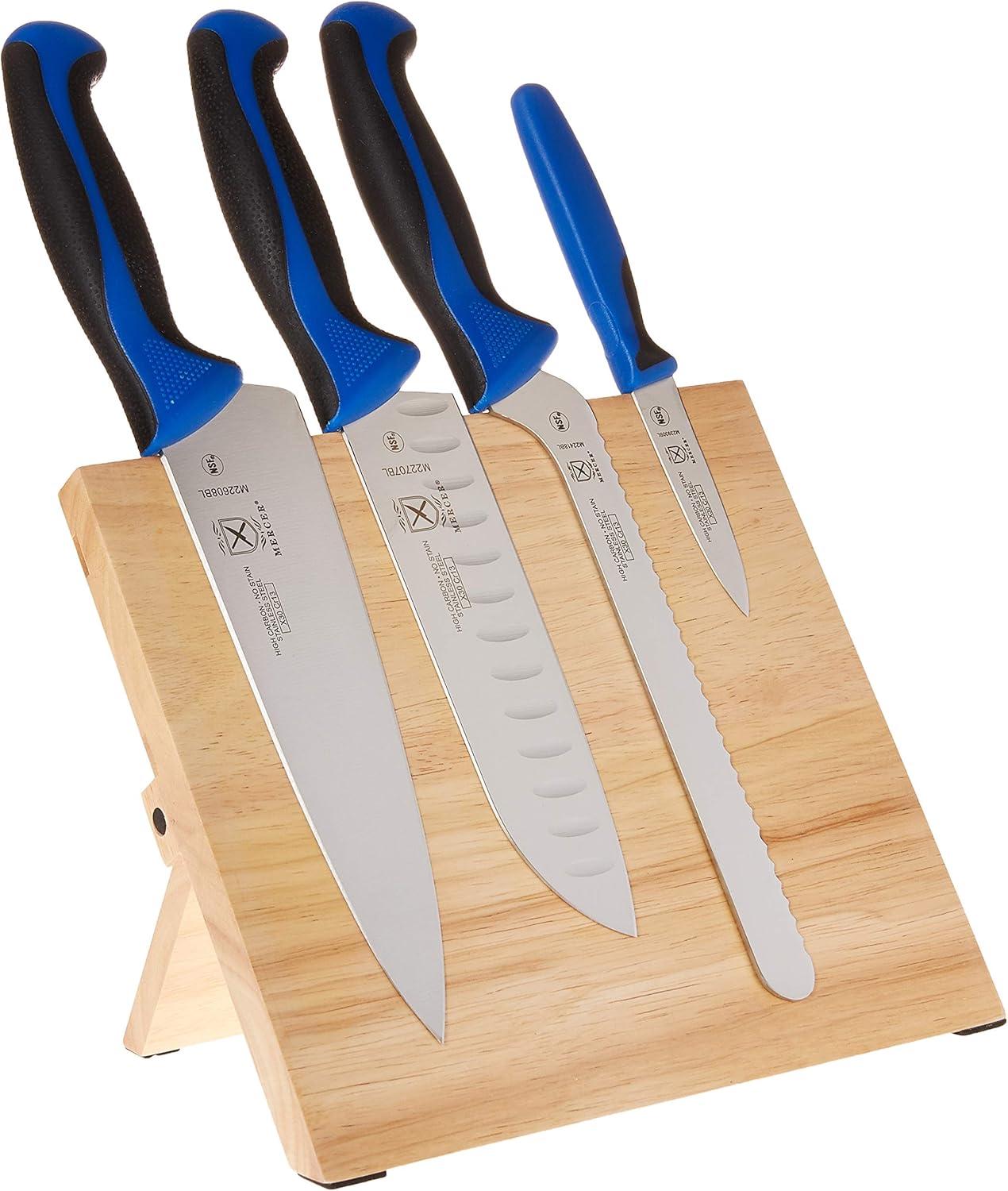 image:imageMercer Culinary Millennia 5Piece Magnetic Board Set Rubberwood White HandlesBlue Handles