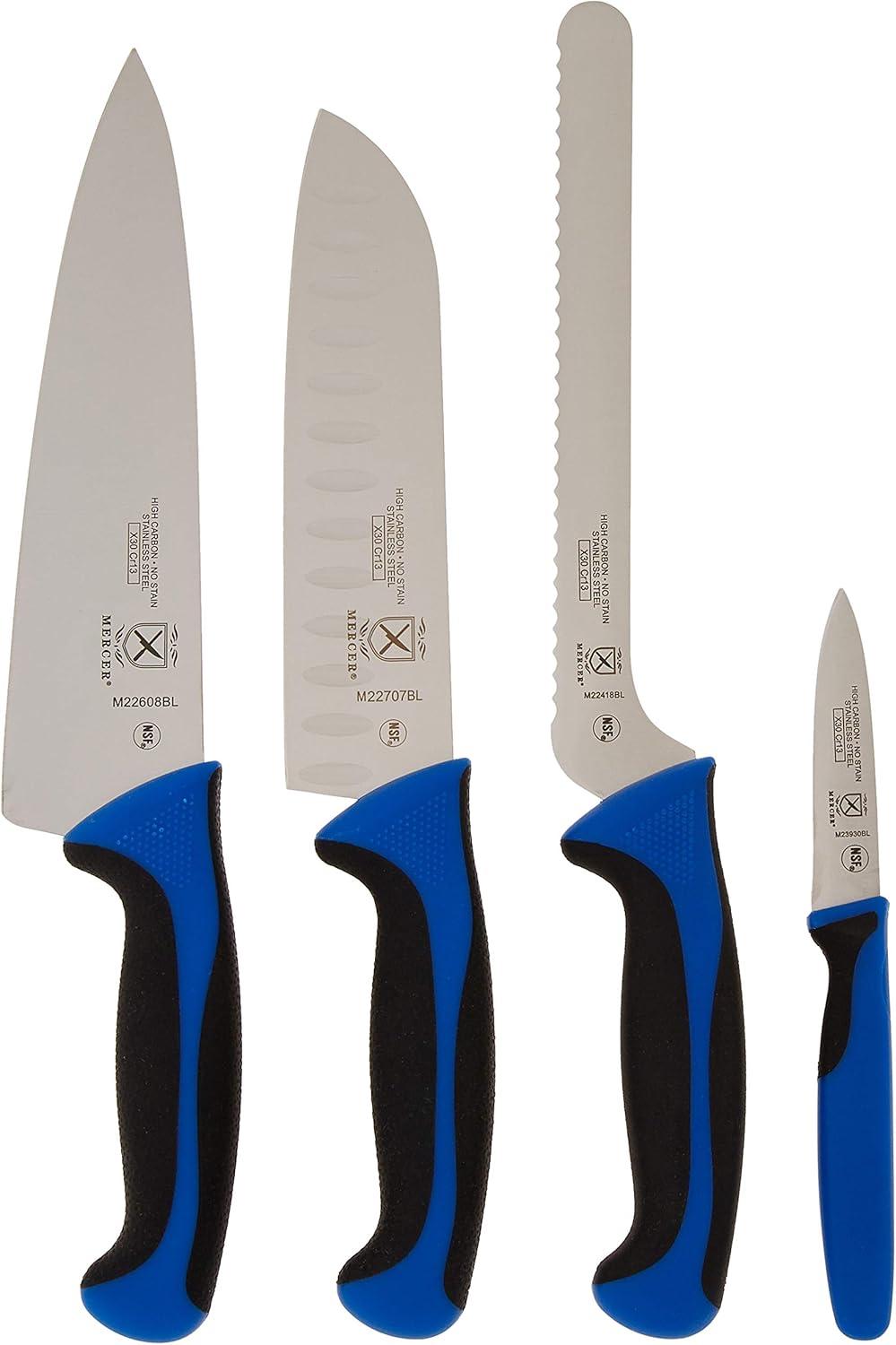 image:imageMercer Culinary Millennia 5Piece Magnetic Board Set Rubberwood White HandlesBlue Handles
