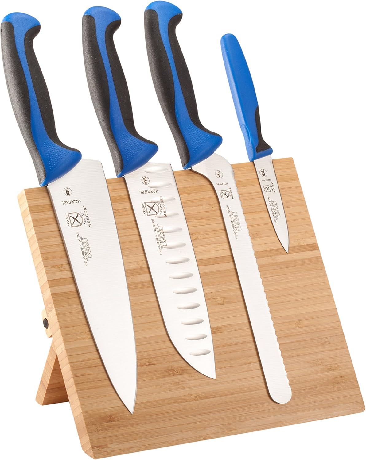 image:imageMercer Culinary Millennia 5Piece Magnetic Board Set Rubberwood White HandlesBlue Handles