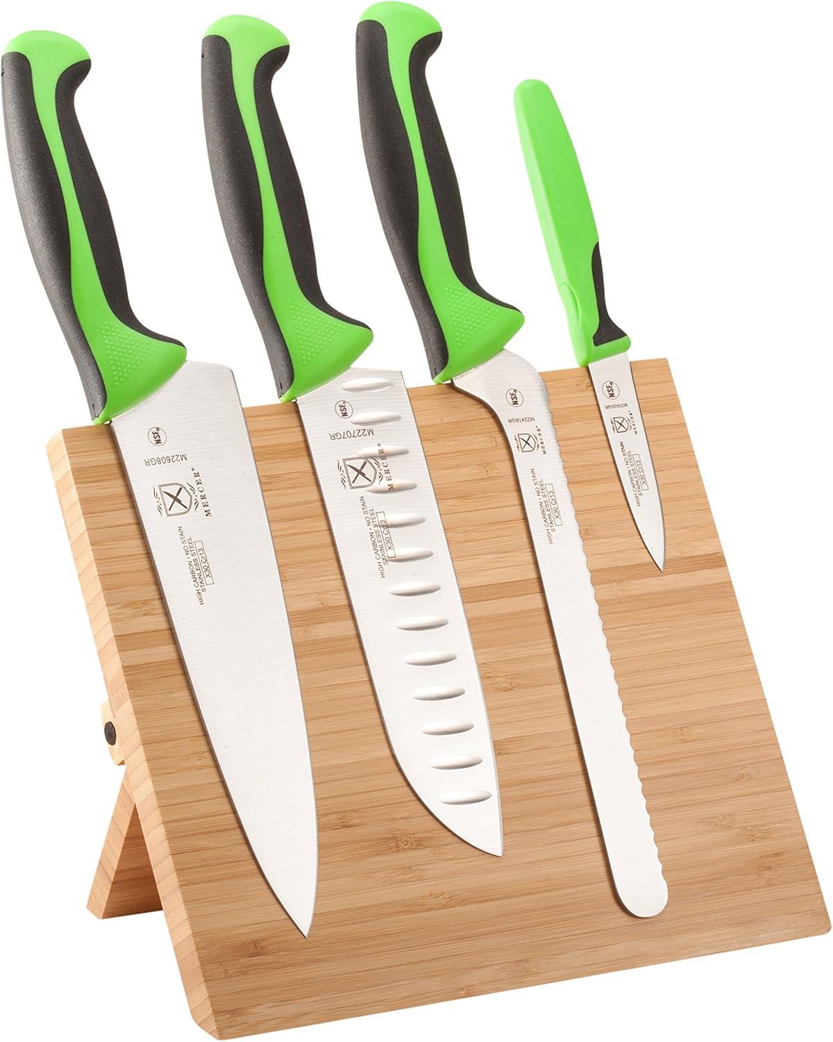 image:imageMercer Culinary Millennia 5Piece Magnetic Board Set Rubberwood White HandlesGreen Handles