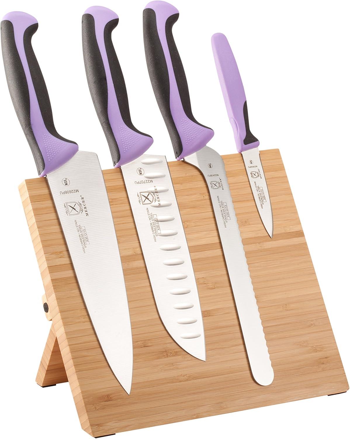 image:imageMercer Culinary Millennia 5Piece Magnetic Board Set Rubberwood White HandlesPurple Handles