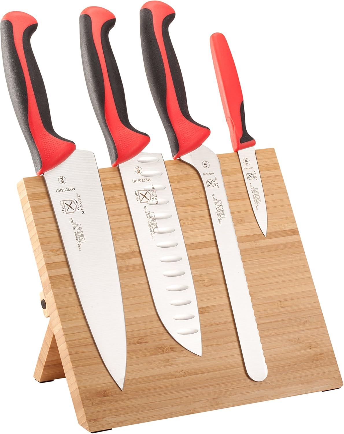 image:imageMercer Culinary Millennia 5Piece Magnetic Board Set Rubberwood White HandlesRed Handles