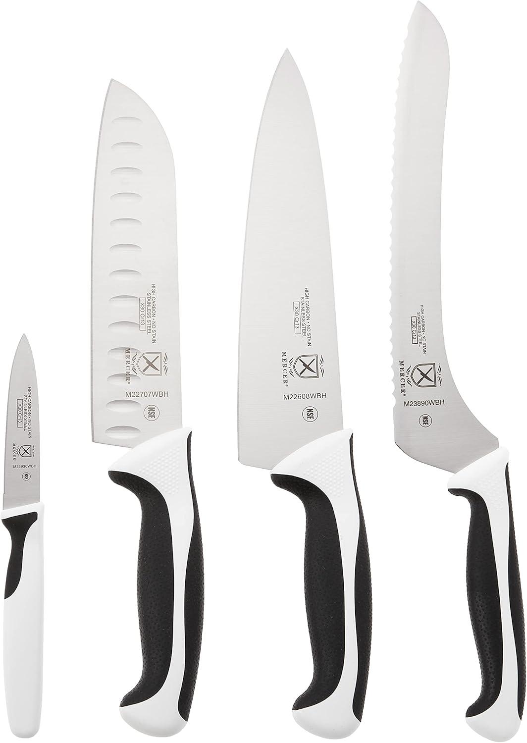 image:imageMercer Culinary Millennia 5Piece Magnetic Board Set Rubberwood White HandlesWhite Handles