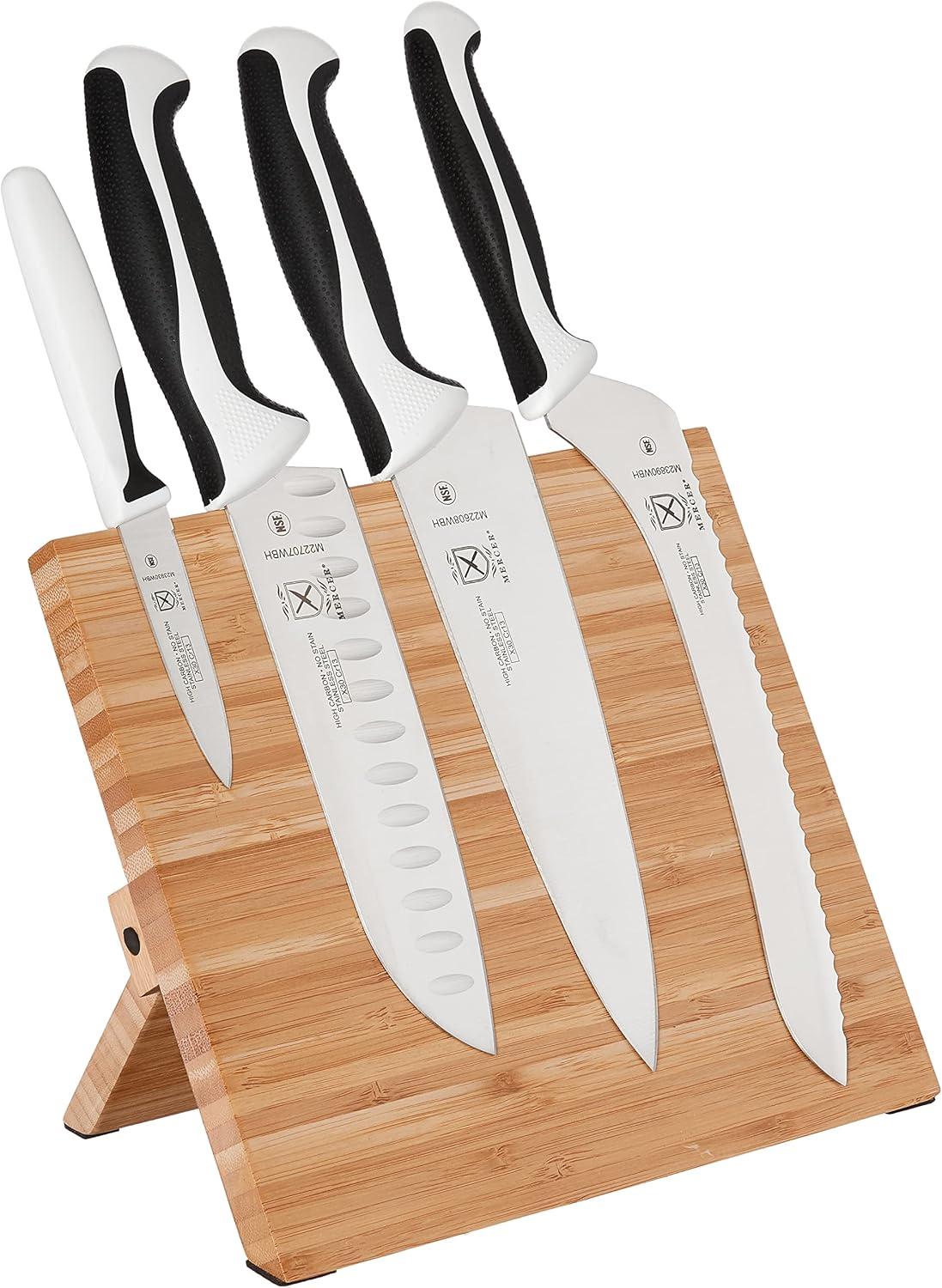 image:imageMercer Culinary Millennia 5Piece Magnetic Board Set Rubberwood White HandlesWhite Handles