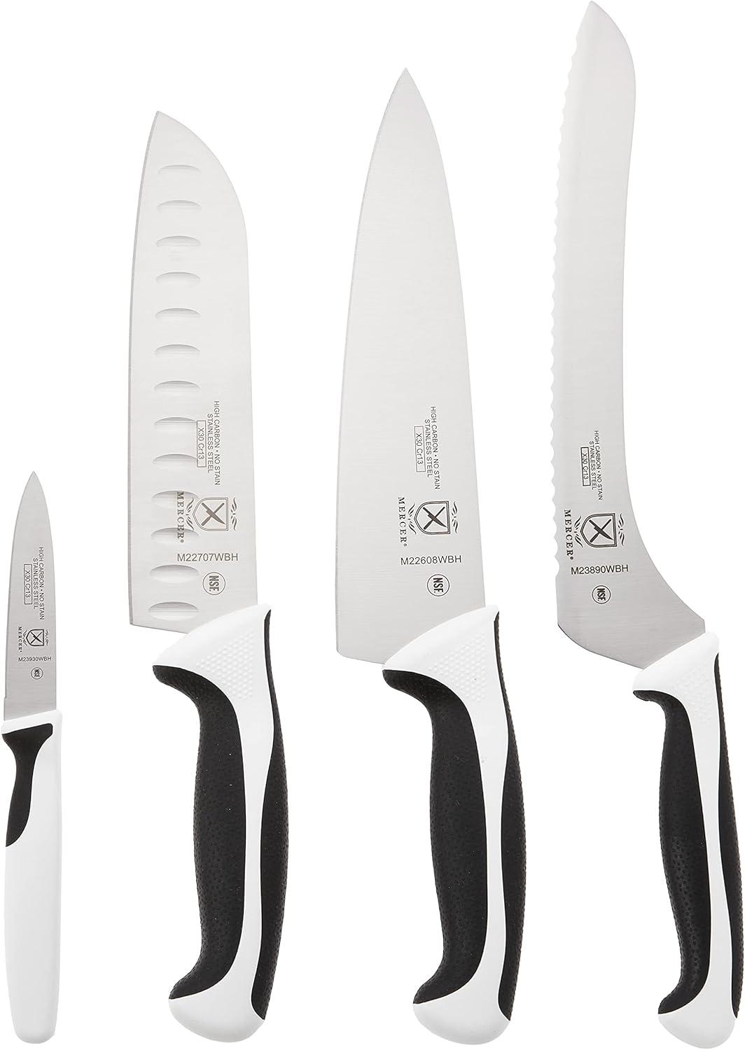 image:imageMercer Culinary Millennia 5Piece Magnetic Board Set Rubberwood White HandlesWhite Handles