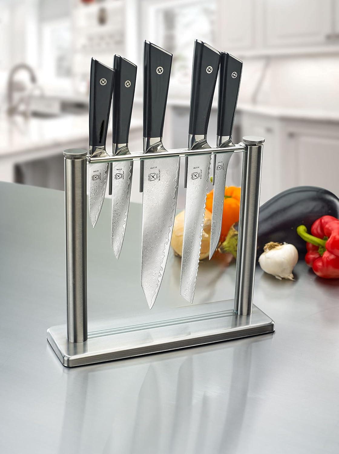 image:imageMercer Culinary Premium Grade Super Steel 6Piece Knife Set with GlassWood Block Stand G10 Handles6 Piece Knife Set with Glass Block Stand