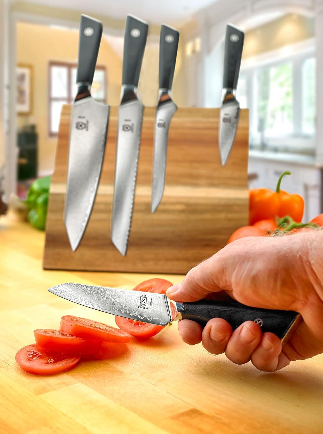 image:imageMercer Culinary Premium Grade Super Steel 6Piece Knife Set with GlassWood Block Stand G10 Handles6 Piece Knife Set with Magnetic Acacia Stand