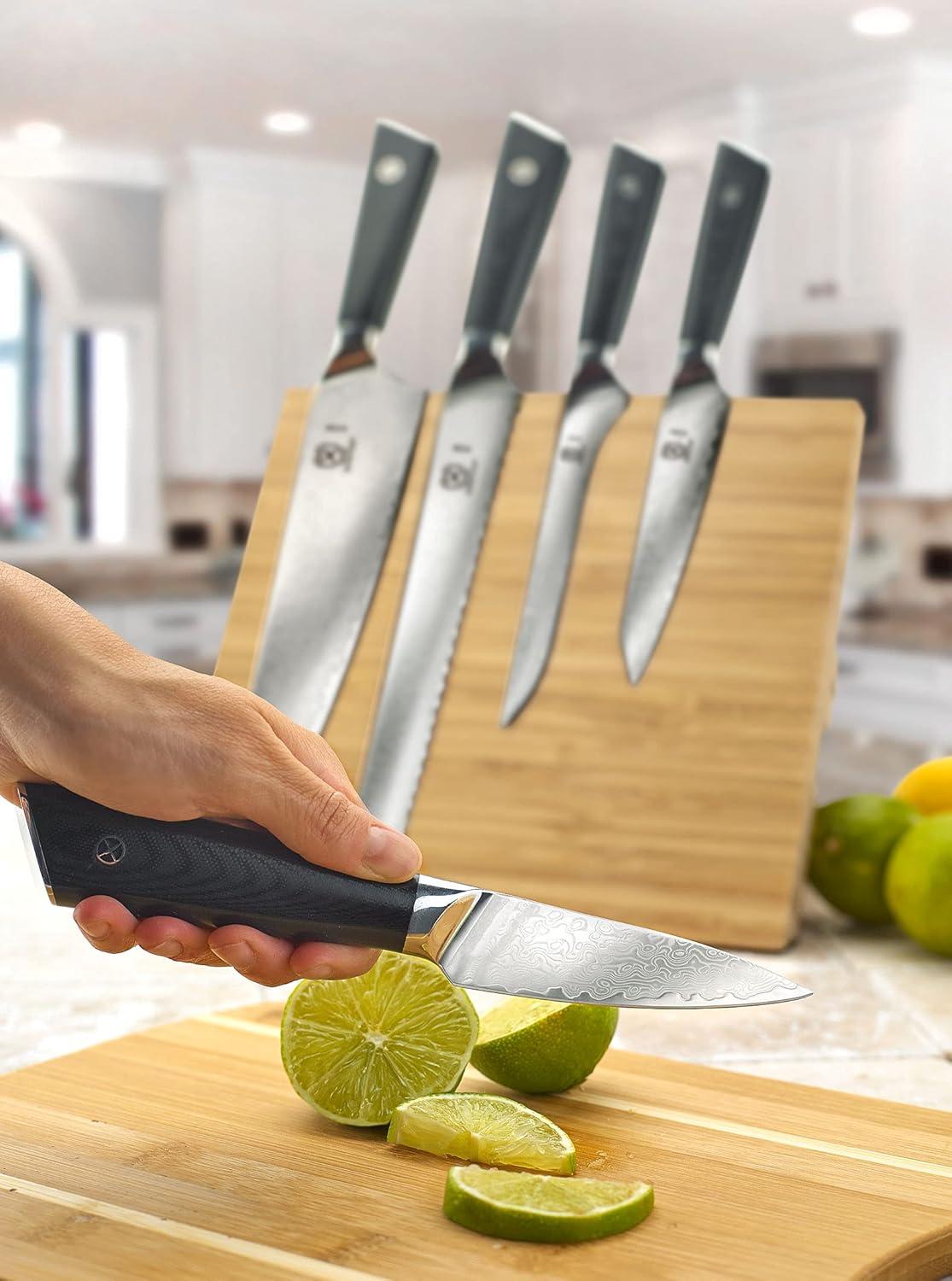 image:imageMercer Culinary Premium Grade Super Steel 6Piece Knife Set with GlassWood Block Stand G10 Handles6 Piece Knife Set with Magnetic Bamboo Stand