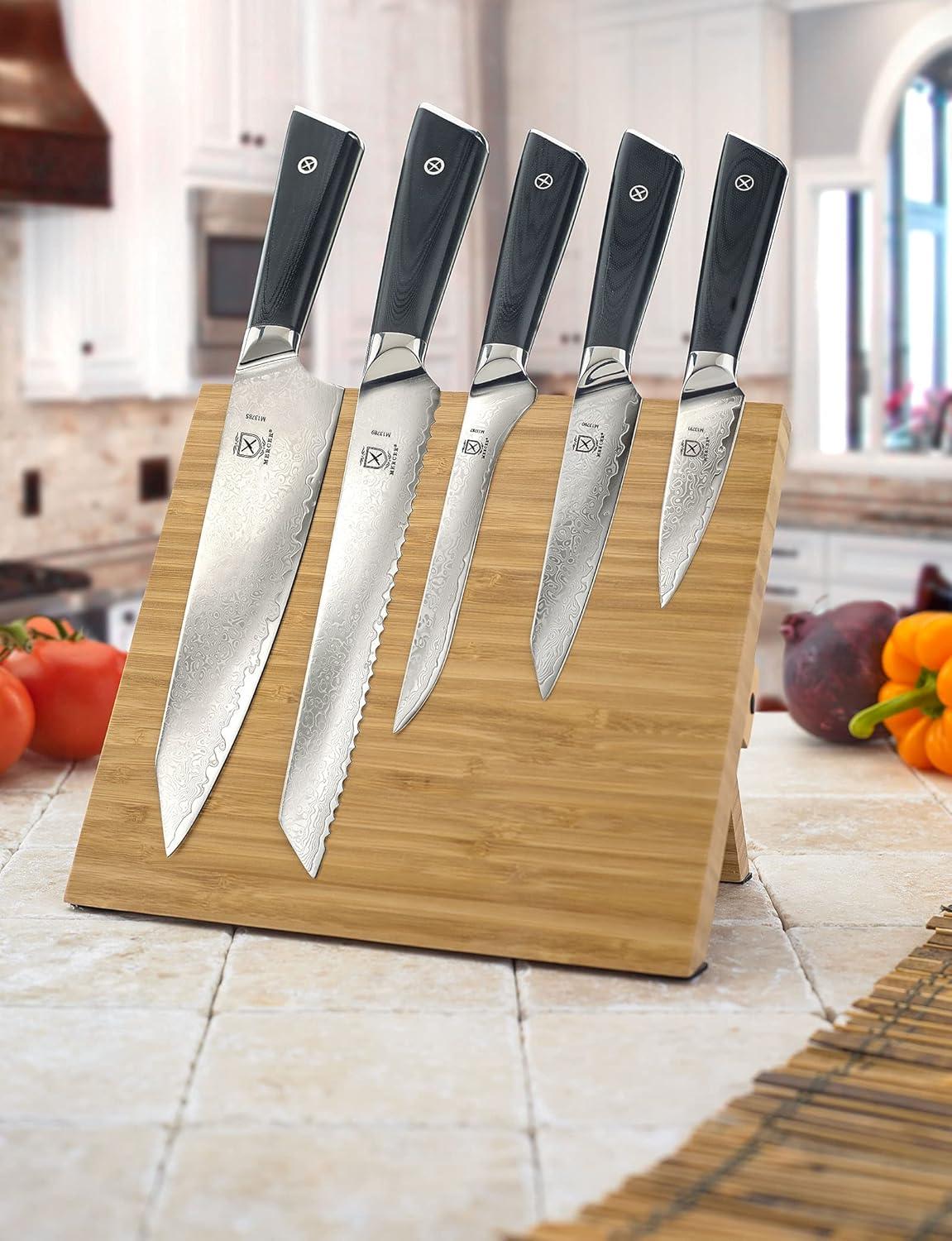 image:imageMercer Culinary Premium Grade Super Steel 6Piece Knife Set with GlassWood Block Stand G10 Handles6 Piece Knife Set with Magnetic Bamboo Stand