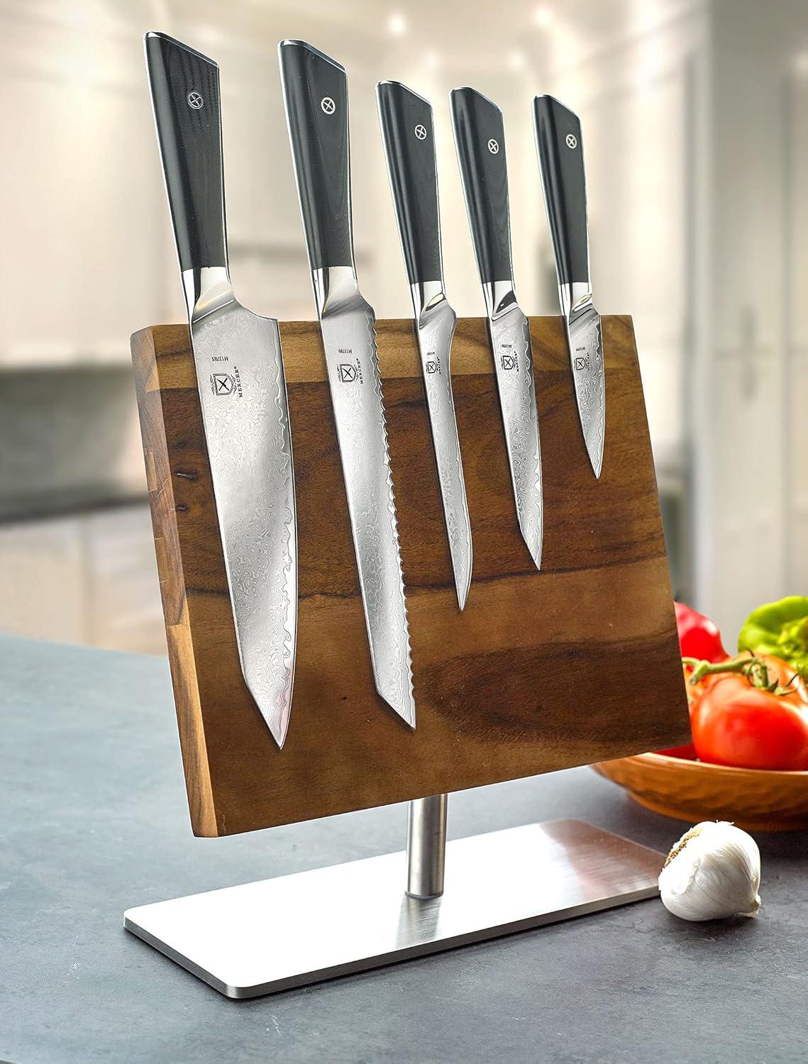 image:imageMercer Culinary Premium Grade Super Steel 6Piece Knife Set with GlassWood Block Stand G10 Handles6 Piece Knife Set with Magnetic Stand