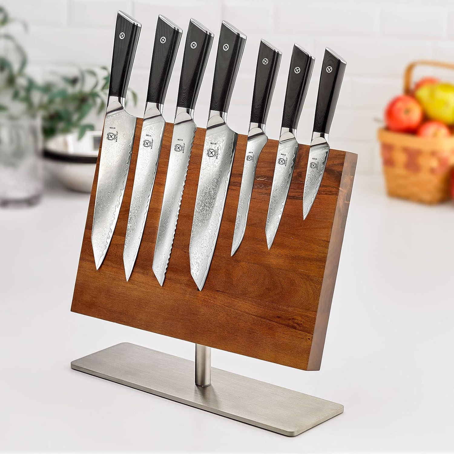 image:imageMercer Culinary Premium Grade Super Steel 6Piece Knife Set with GlassWood Block Stand G10 Handles8 Piece Knife Set with Magnetic Stand