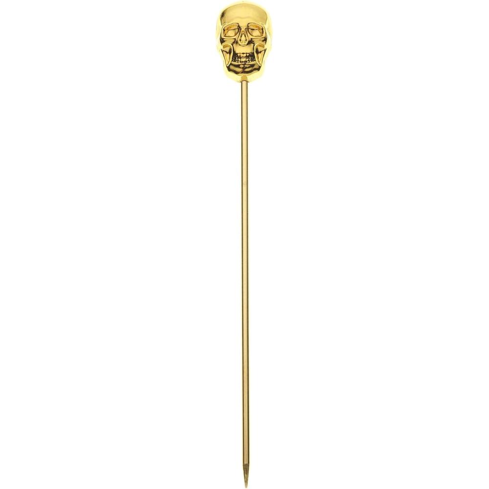 image:imageBarfly M37031CP Cocktail Pick Circle Top 425 inch Copper pack of 12Gold Skull Top