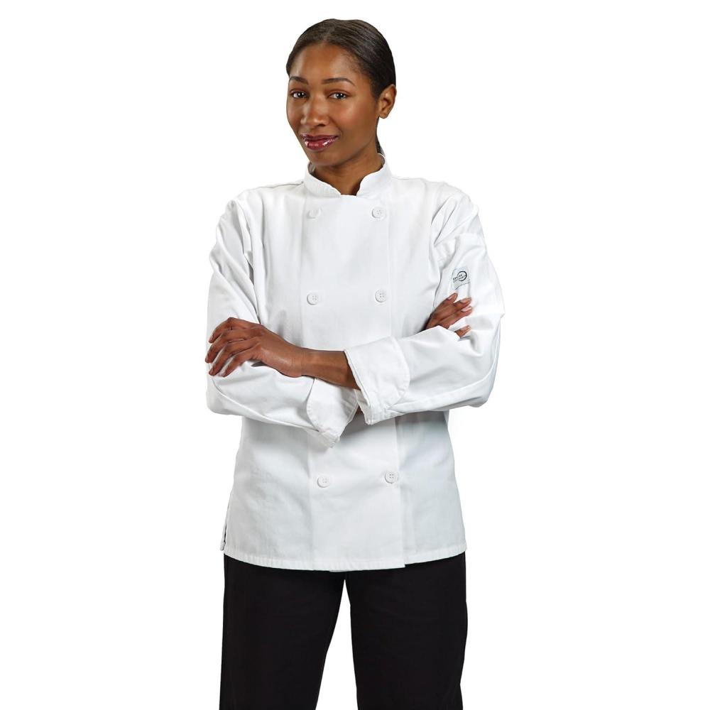 image:imageMercer Culinary M60020RD1X Millennia Womens Cook Jacket with Traditional Button XLarge RedWhite