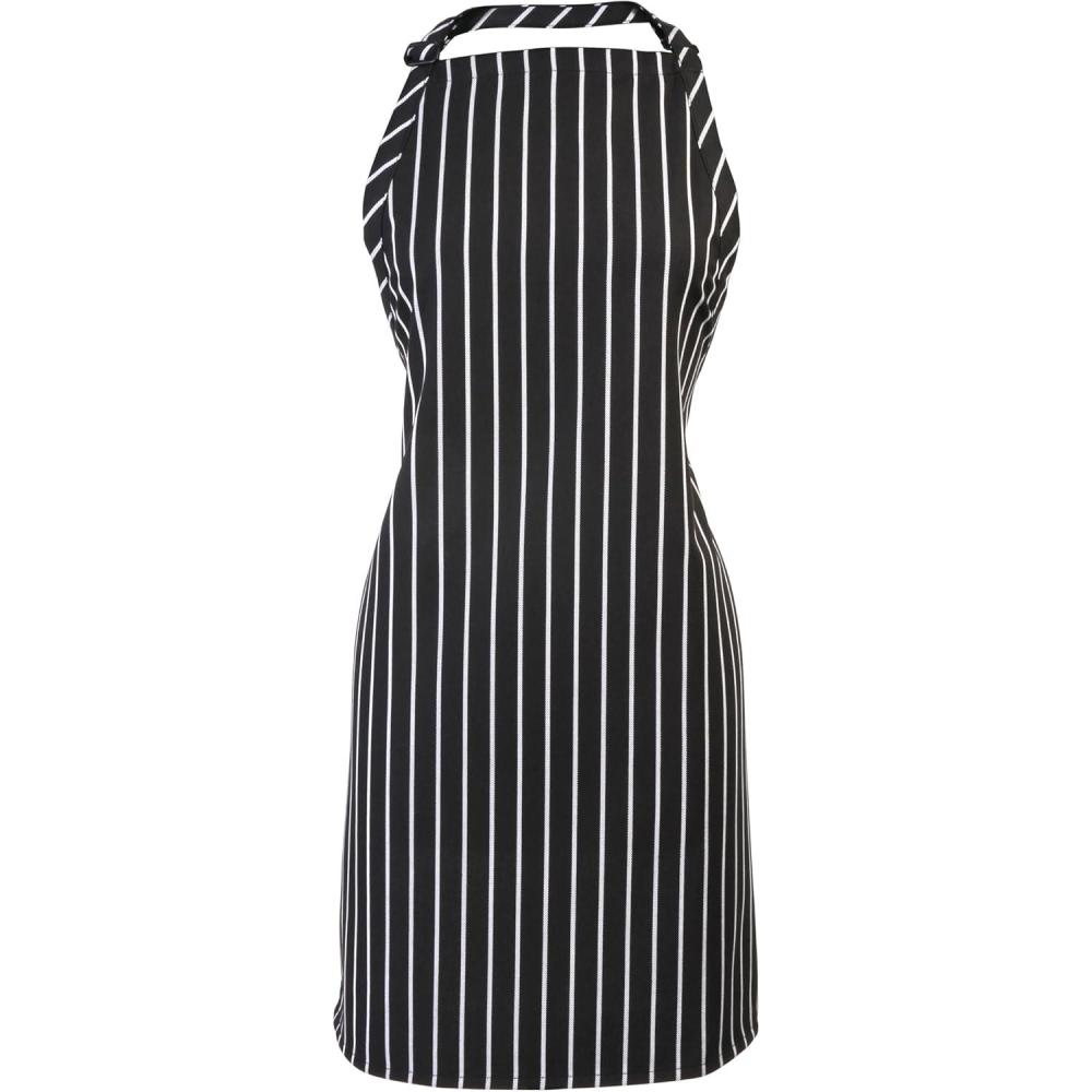 image:imageMercer Culinary M61110WH Genesis Bib Apron with Pocket WhiteBlack White Chalk Stripe