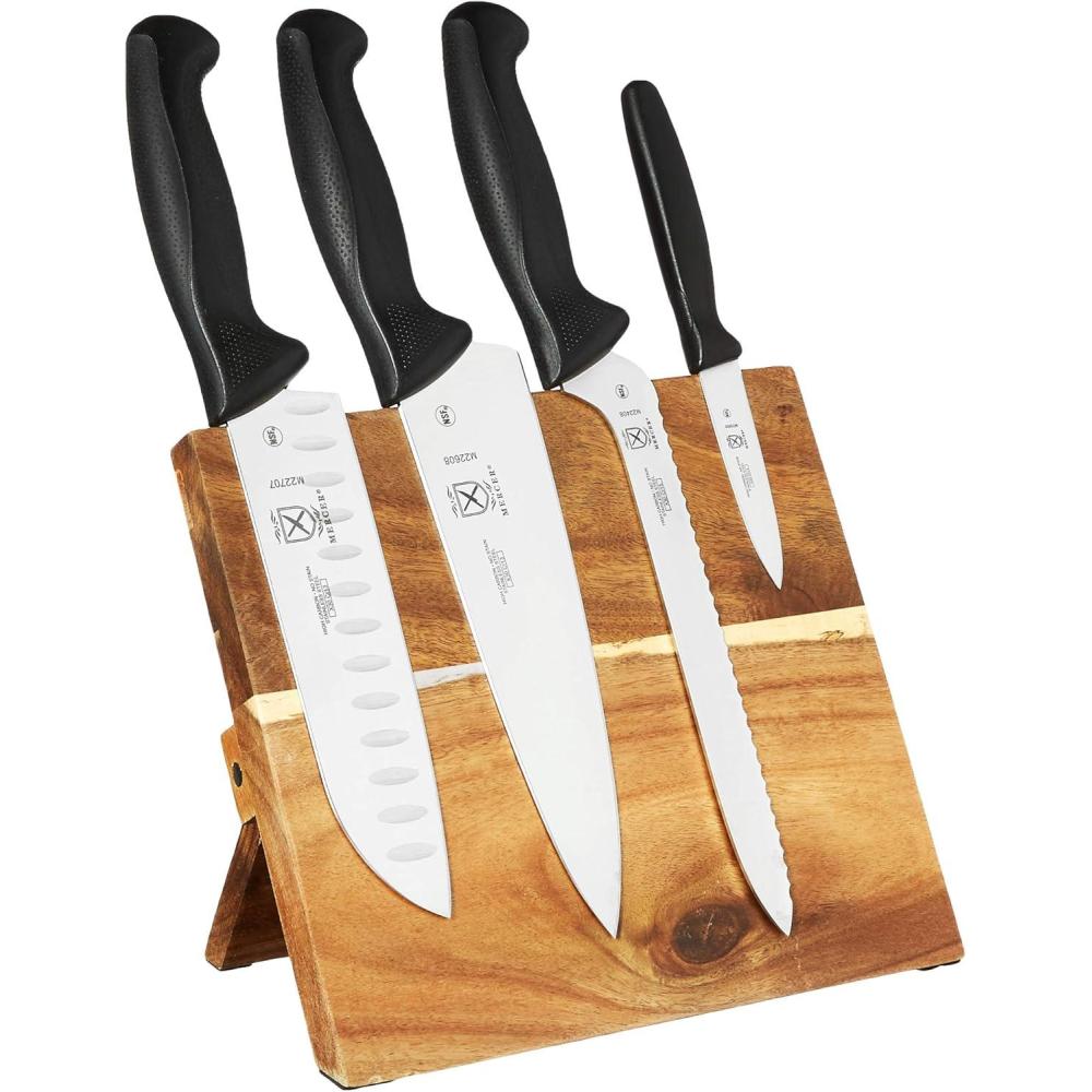 image:imageMercer Culinary Millennia 5Piece Magnetic Board Set Rubberwood White HandlesBlack Handles