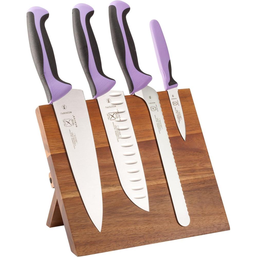 image:imageMercer Culinary Millennia 5Piece Magnetic Board Set Rubberwood White HandlesPurple Handles