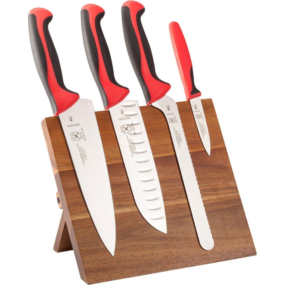 image:imageMercer Culinary Millennia 5Piece Magnetic Board Set Rubberwood White HandlesRed Handles