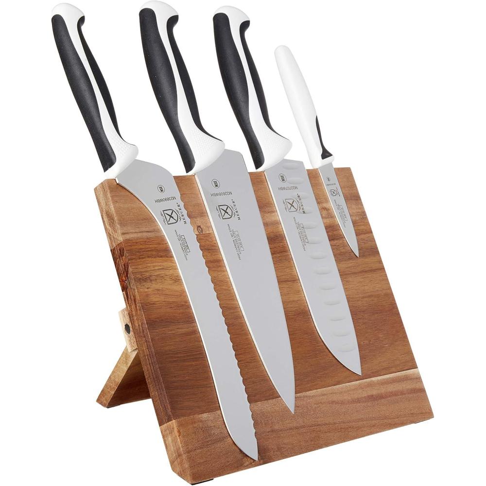 image:imageMercer Culinary Millennia 5Piece Magnetic Board Set Rubberwood White HandlesWhite Handles