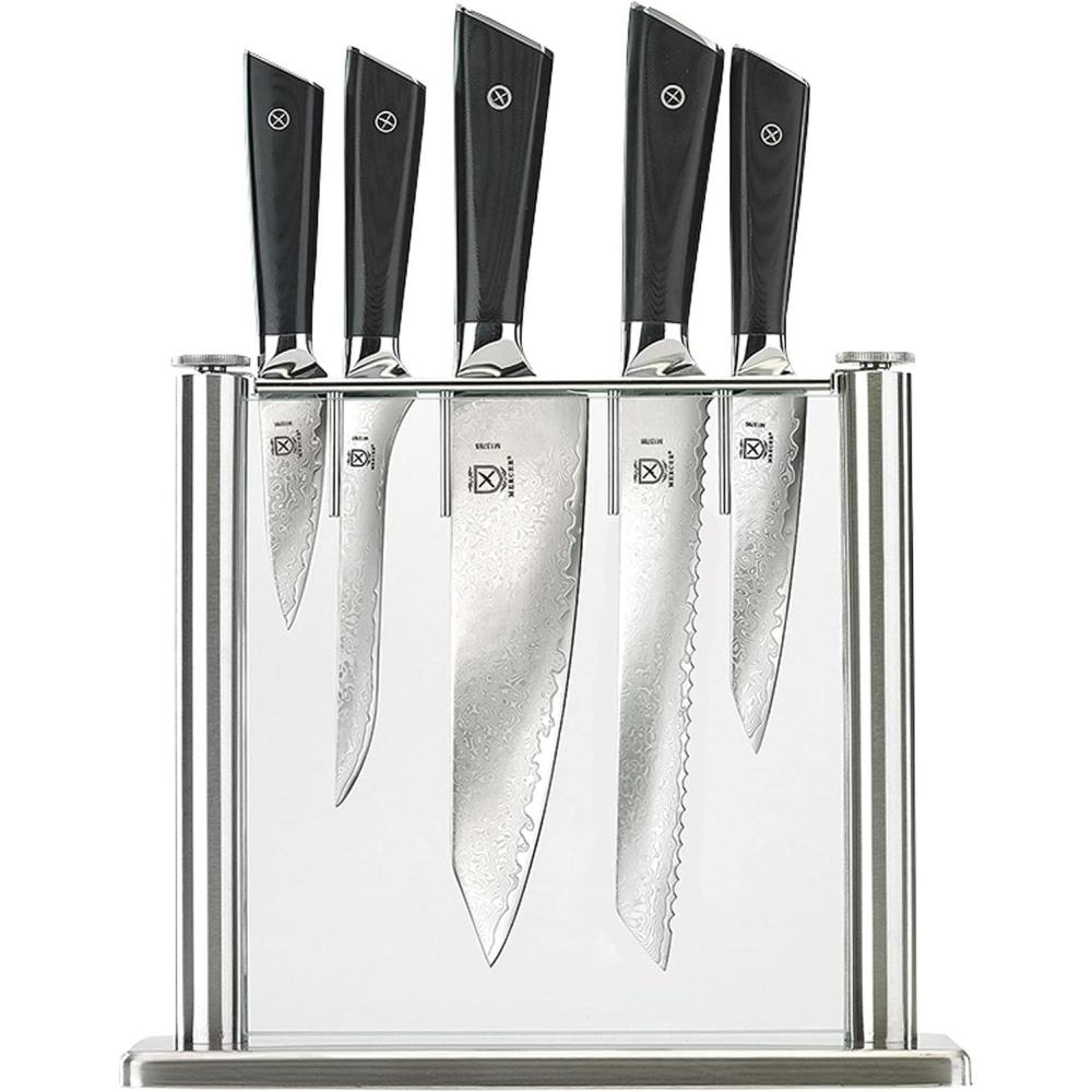 image:imageMercer Culinary Premium Grade Super Steel 6Piece Knife Set with GlassWood Block Stand G10 Handles6 Piece Knife Set with Glass Block Stand