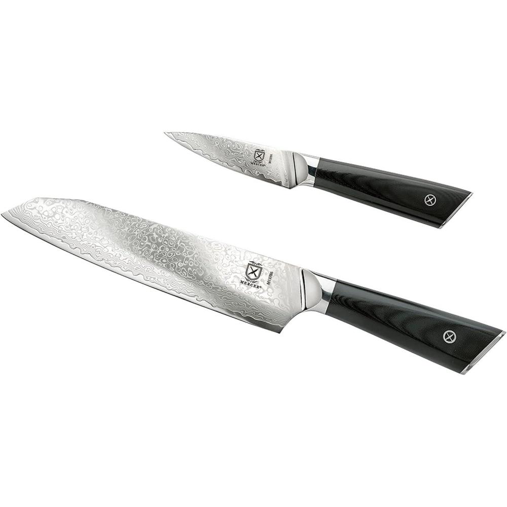 image:imageMercer Culinary Premium Grade Super Steel 6Piece Knife Set with GlassWood Block Stand G10 Handles7 Inch Santoku and 35 Inch Paring Knife Set