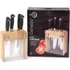 Mercer Culinary M20000 Genesis 6-Piece Forged Knife Block Set, Tempered Glass Block,Black(6-Piece Wood & Glass)