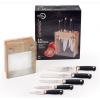 Mercer Culinary M20000 Genesis 6-Piece Forged Knife Block Set, Tempered Glass Block,Black(6-Piece Wood & Glass)