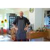 Mercer Culinary M61110WH Genesis Bib Apron with Pocket, White(Black & White Chalk Stripe)