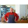 Mercer Culinary M61110WH Genesis Bib Apron with Pocket, White(Black & White Chalk Stripe)