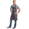 Mercer Culinary Metro Edge Renegade Bib Server Apron, Black Denim with Brown Leather Straps(Charcoal Gray)